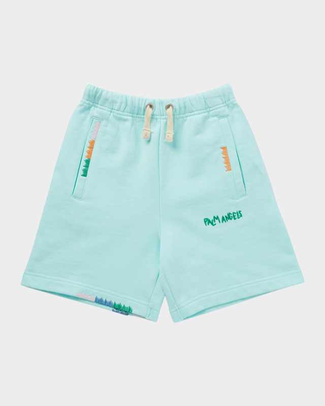 Boy's Embroidered Stitched Sweat Shorts, Size 4-12
